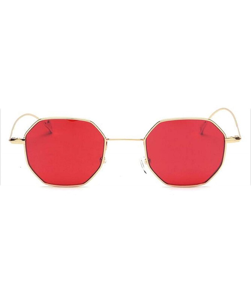 Oval Blue Yellow Red Tinted Sunglasses Women Small Frame PolygonVintage Sun Glasses Men Retro - Clear Red - C0197Y779A2 $16.71