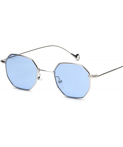 Oval Blue Yellow Red Tinted Sunglasses Women Small Frame PolygonVintage Sun Glasses Men Retro - Clear Red - C0197Y779A2 $16.71