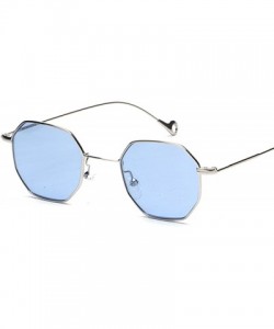Oval Blue Yellow Red Tinted Sunglasses Women Small Frame PolygonVintage Sun Glasses Men Retro - Clear Red - C0197Y779A2 $16.71