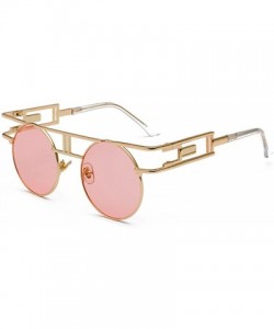 Semi-rimless Round Retro Sunglasses Unisex Metal Frame Mirror Reflective Circle lens - Ocean Powder - CF18EOI3NGH $12.68