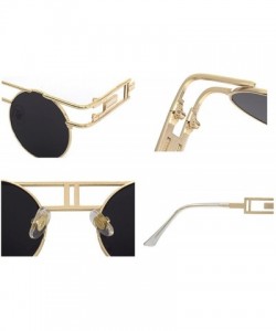 Semi-rimless Round Retro Sunglasses Unisex Metal Frame Mirror Reflective Circle lens - Ocean Powder - CF18EOI3NGH $21.39