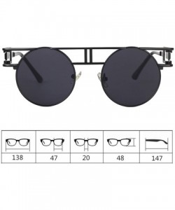 Semi-rimless Round Retro Sunglasses Unisex Metal Frame Mirror Reflective Circle lens - Ocean Powder - CF18EOI3NGH $21.39
