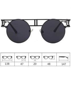 Semi-rimless Round Retro Sunglasses Unisex Metal Frame Mirror Reflective Circle lens - Ocean Powder - CF18EOI3NGH $21.39