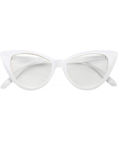 Cat Eye Cateye Sunglasses for Women Classic Vintage High Pointed Winged Retro Design - White / Clear - C918IHU45G3 $9.92