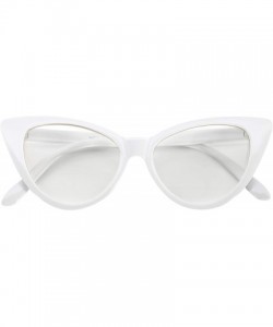 Cat Eye Cateye Sunglasses for Women Classic Vintage High Pointed Winged Retro Design - White / Clear - C918IHU45G3 $9.92