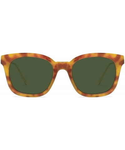 Oval Classic Square Polarized Sunglasses Unisex UV400 Mirrored Glasses SJ2050 - D15 Amber Frame/G15 Lens - CO18RO4QE6L $13.90