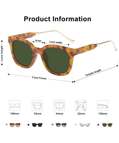 Oval Classic Square Polarized Sunglasses Unisex UV400 Mirrored Glasses SJ2050 - D15 Amber Frame/G15 Lens - CO18RO4QE6L $13.90