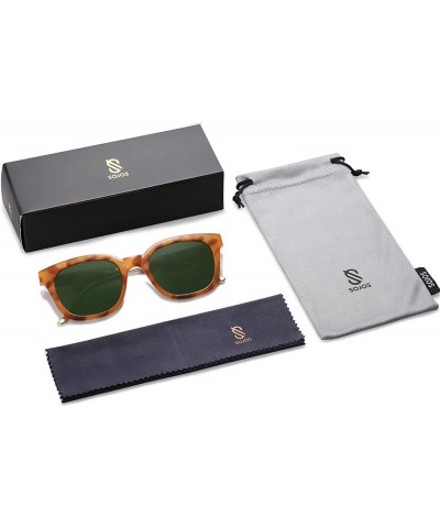 Oval Classic Square Polarized Sunglasses Unisex UV400 Mirrored Glasses SJ2050 - D15 Amber Frame/G15 Lens - CO18RO4QE6L $13.90