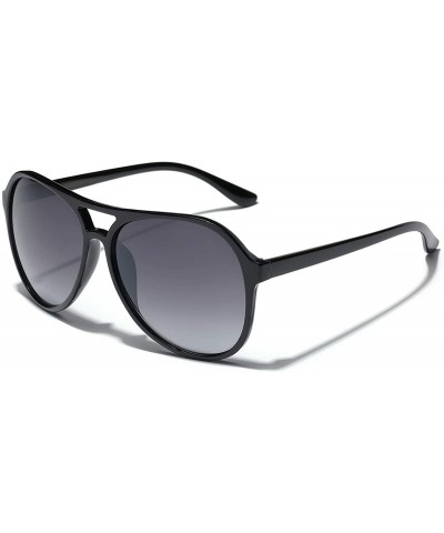 Aviator Retro Vintage Unisex Fashion Aviator Sunglasses - Black - Gradient Smoke - CB11P3RCYM9 $12.53