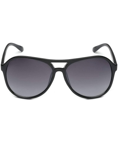 Aviator Retro Vintage Unisex Fashion Aviator Sunglasses - Black - Gradient Smoke - CB11P3RCYM9 $12.53