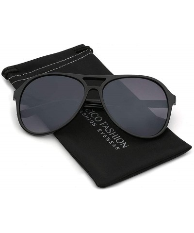 Aviator Retro Vintage Unisex Fashion Aviator Sunglasses - Black - Gradient Smoke - CB11P3RCYM9 $12.53