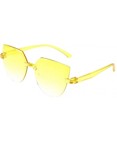 Oversized Fashion Rimless Multilateral Sunglasses Lightweight Colorful Glasses - H - C11903Y6AWE $19.57