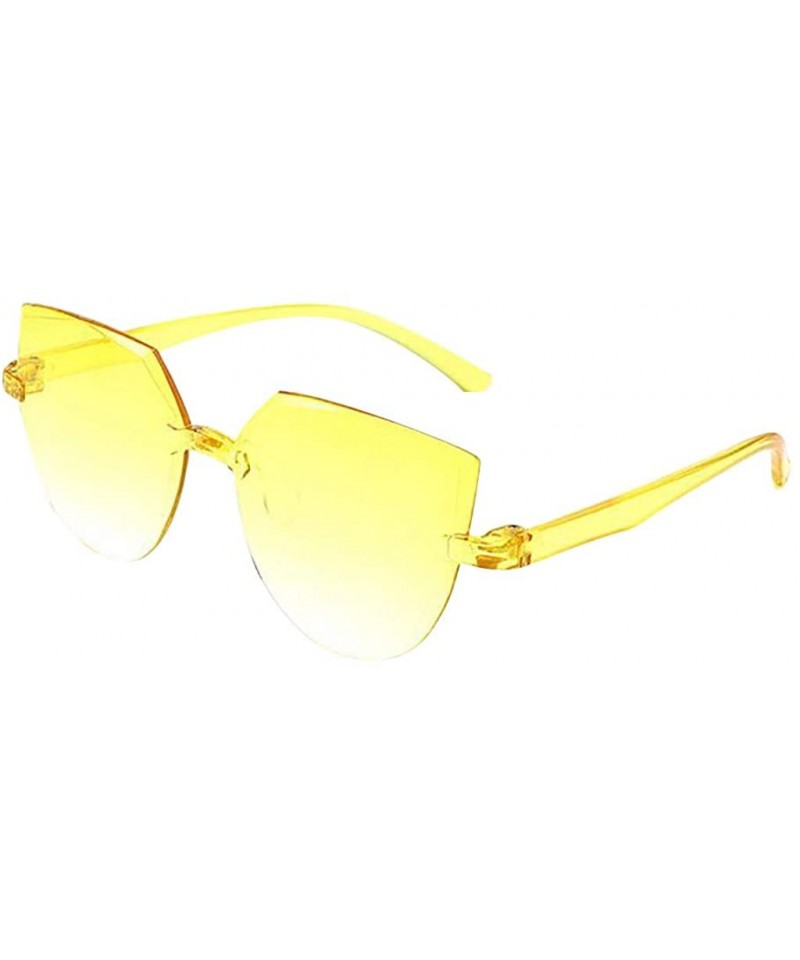 Oversized Fashion Rimless Multilateral Sunglasses Lightweight Colorful Glasses - H - C11903Y6AWE $22.05
