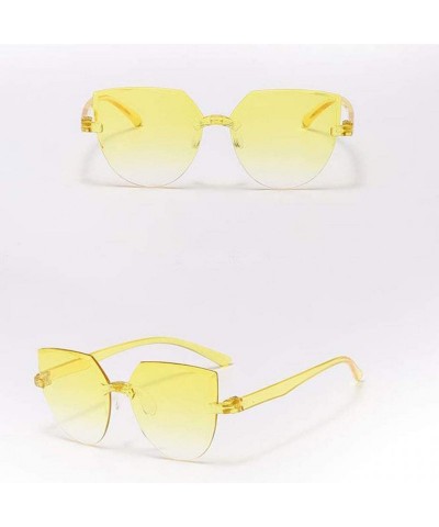 Oversized Fashion Rimless Multilateral Sunglasses Lightweight Colorful Glasses - H - C11903Y6AWE $22.05