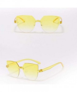 Oversized Fashion Rimless Multilateral Sunglasses Lightweight Colorful Glasses - H - C11903Y6AWE $22.05