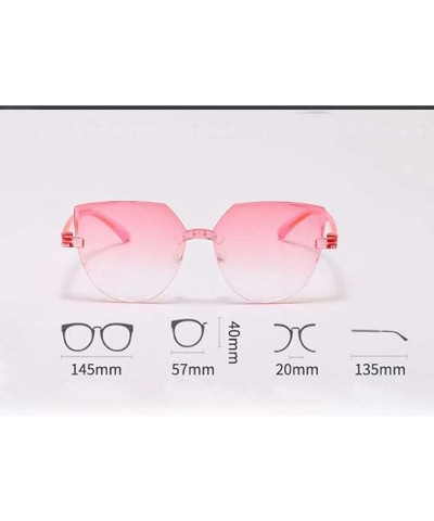Oversized Fashion Rimless Multilateral Sunglasses Lightweight Colorful Glasses - H - C11903Y6AWE $22.05