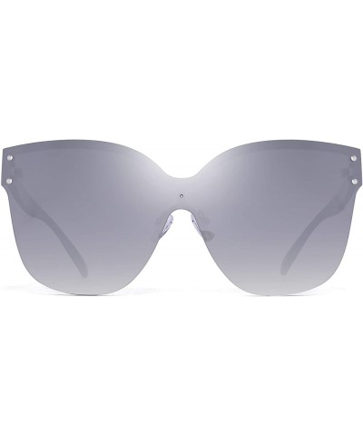 Sport Oversized Rimless Sunglasses for Women One Piece Gradient Lens Shades - Gradient Silver Lens - CY18RAC0HUU $15.27