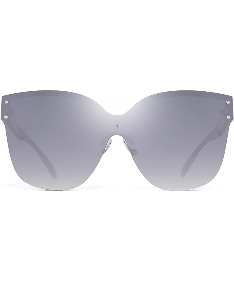 Sport Oversized Rimless Sunglasses for Women One Piece Gradient Lens Shades - Gradient Silver Lens - CY18RAC0HUU $15.27