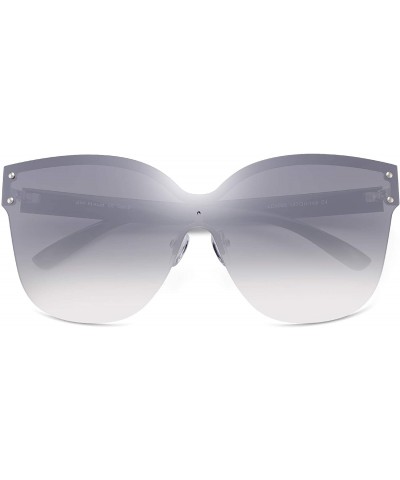 Sport Oversized Rimless Sunglasses for Women One Piece Gradient Lens Shades - Gradient Silver Lens - CY18RAC0HUU $15.27