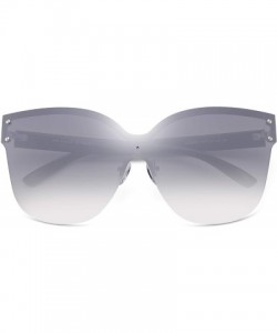 Sport Oversized Rimless Sunglasses for Women One Piece Gradient Lens Shades - Gradient Silver Lens - CY18RAC0HUU $15.27