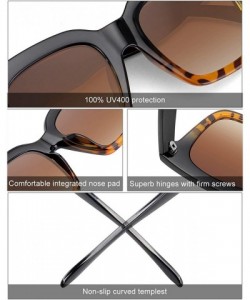 Square Classic Square Oversized Sunglasses for Women Men Vintage Shades UV400 - C10 Bottom Leopard - CN198DQ5ZGZ $7.53