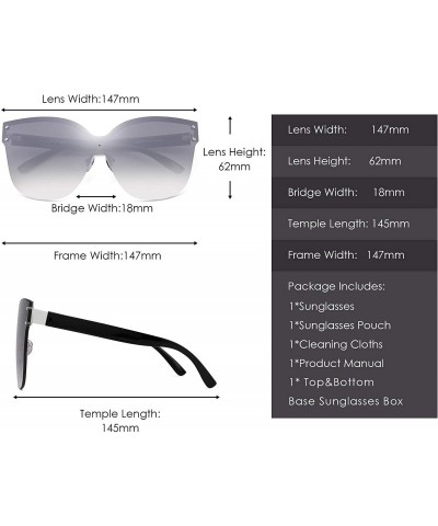 Sport Oversized Rimless Sunglasses for Women One Piece Gradient Lens Shades - Gradient Silver Lens - CY18RAC0HUU $15.27