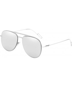 Sport Vintage Round Sunglasses 50s Round Frame with UV400 for Men and Women Retro - Silver - C618DLROY32 $15.23