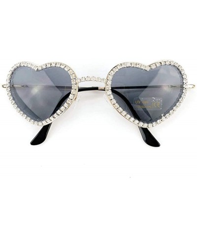 Round 2019 trend round face love heart photo frame color lens female diamond love shape sunglasses UV400 - CP18W6GQNR2 $11.64