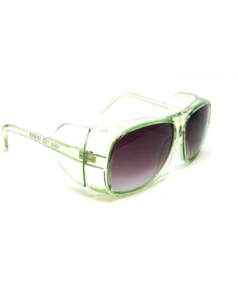Oversized Crystal Gazelle Oversized Goggle Side Shield Square Sunglasses - Crystal Green Frame - CE18WQM3304 $21.85