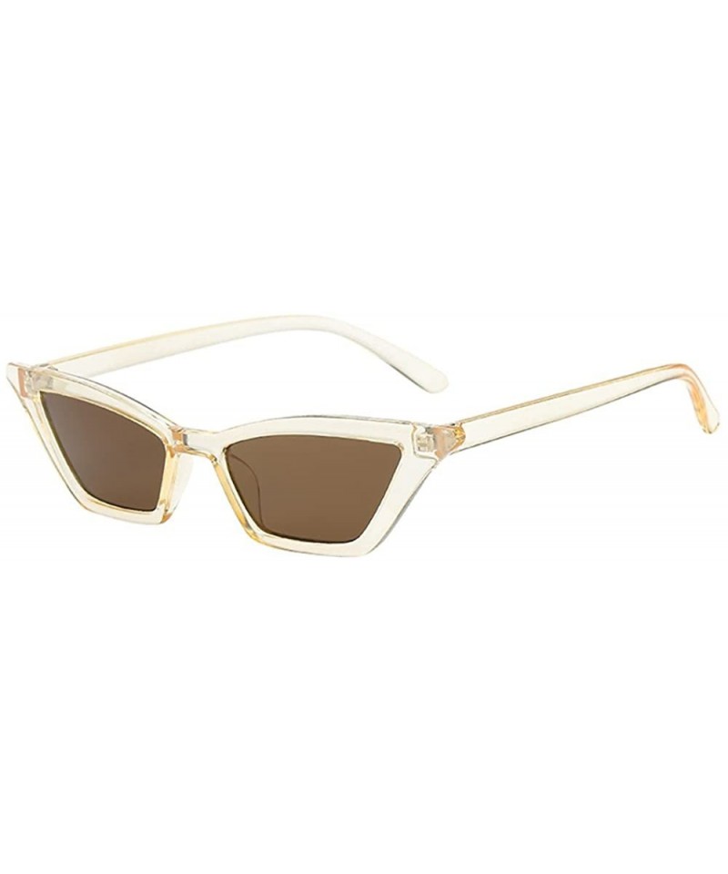 Oval Women's Vintage Cat Eye Sunglasses Ladies Luxury 90's Cateye Sunglasses Retro UV400 Protective Square Eyewear - G - CM19...