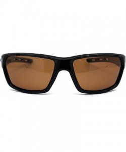 Sport Polarized 90s Sport Warp Rectangle Light Weight Plastic Sunglasses - Black Orange Brown - CS195ECMZZY $11.58