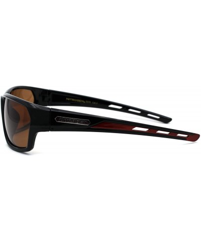 Sport Polarized 90s Sport Warp Rectangle Light Weight Plastic Sunglasses - Black Orange Brown - CS195ECMZZY $11.58
