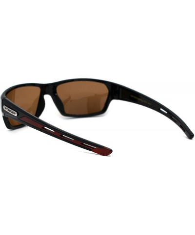 Sport Polarized 90s Sport Warp Rectangle Light Weight Plastic Sunglasses - Black Orange Brown - CS195ECMZZY $11.58