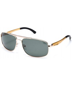 Aviator Unisex Premium Brushed Aluminum Aviator Polarized Lenses - Gold/Green - C311WYXSMBH $20.58