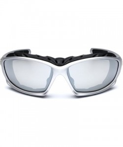 Sport Oversized Men's Sport Padded Motorcycle Bikers Sunglasses - Silver - Mirrored - CZ11P3ROG0R $13.79