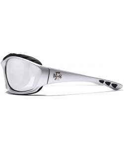 Sport Oversized Men's Sport Padded Motorcycle Bikers Sunglasses - Silver - Mirrored - CZ11P3ROG0R $13.79