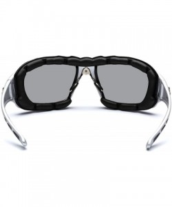 Sport Oversized Men's Sport Padded Motorcycle Bikers Sunglasses - Silver - Mirrored - CZ11P3ROG0R $13.79