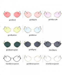 Round Fashion Metal Sun Glass Cool Square Shape Colorful Fashion Simple Style Metal Transparent Sunglasses - C418R5NYZLQ $6.89