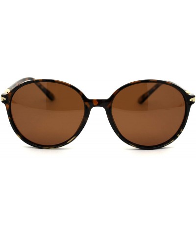 Butterfly Polarized Womens Designer Style Plastic Round Butterfly Sunglasses - Tortoise Solid Brown - C418Y6O2HAK $9.79