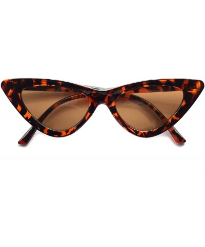 Goggle Retro Narrow Vintage Cat Eye Sunglasses for Women Clout Goggles Plastic Frame - Leopard - C018AEDWEGY $9.03