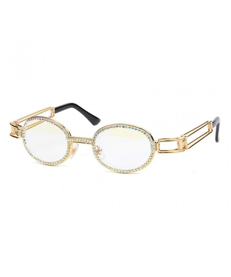 Oval Unisex Sunglasses Rhinestones Steampunk Colorful - CM18Y9OQUYK $8.13