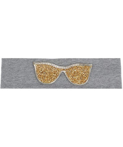 Wrap Plain Stretch Headb s Sunglasses Elastic Headb Rhinestones Hair B - Gold Dark Grey - CN18T74M82O $68.95