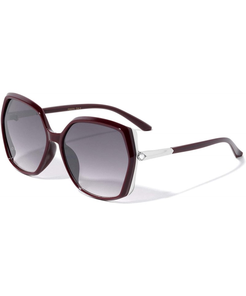 Butterfly Geometric Rhinestone Fashion Sunglasses - Seal Brown - CF1972O7N8A $15.34