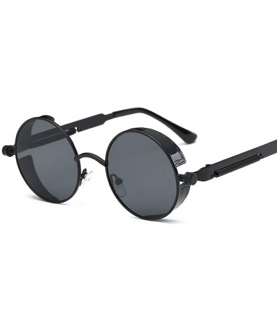 Round 2018 New Retro Steampunk Round Sunglasses Women Vintage Small Oval Glasses For Men Popular Black Metal - CF18D3O7DQK $1...