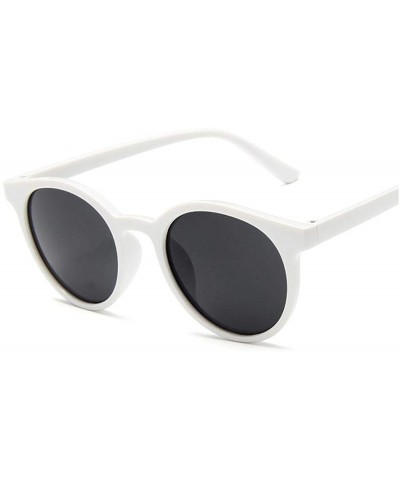 Goggle Sunglasses Women Vintage Brand Designer Round Sun Glasses Simple Girls Goggles Ladies Shade Eyewear UV400 - White - C1...