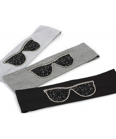 Wrap Plain Stretch Headb s Sunglasses Elastic Headb Rhinestones Hair B - Gold Dark Grey - CN18T74M82O $67.29