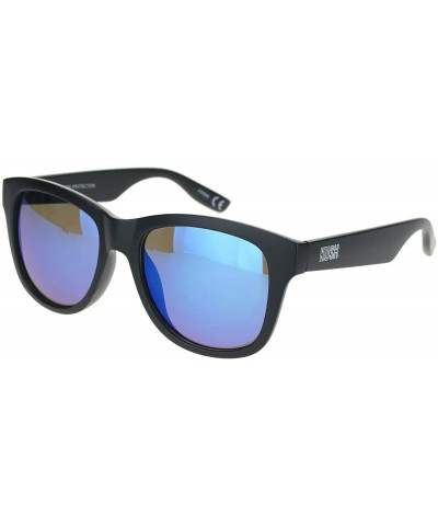Square Kush Sunglasses Classic Black Square Frame Mirrored Lens Unisex Shades UV 400 - Matte Black (Blue Mirror) - CO196C0Q2C...