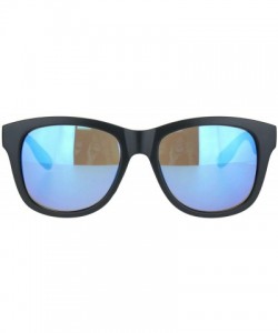 Square Kush Sunglasses Classic Black Square Frame Mirrored Lens Unisex Shades UV 400 - Matte Black (Blue Mirror) - CO196C0Q2C...