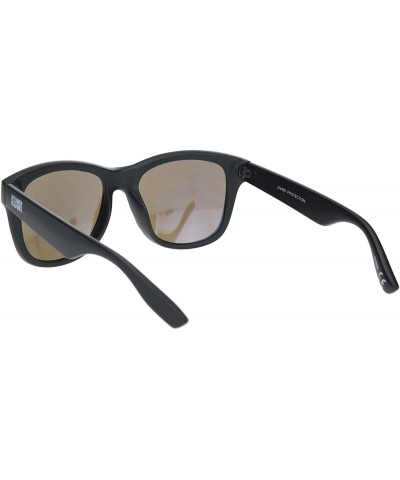 Square Kush Sunglasses Classic Black Square Frame Mirrored Lens Unisex Shades UV 400 - Matte Black (Blue Mirror) - CO196C0Q2C...