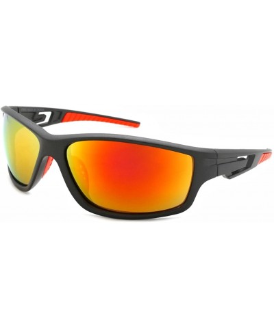 Wrap Full Frame Action Sports Sunglasses with Color Mirrored Lens 570052MT/REV - Matte Grey - CC12DJXGG2R $12.81